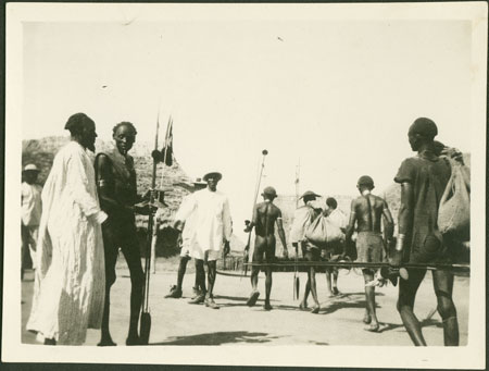 ?Shilluk men at colonial camp