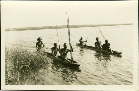 Nuer dug-out canoes