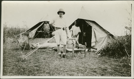 Meek outside expedition tent