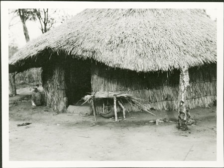 Zande hut with 'theft medicine'