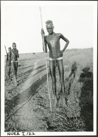 Nuer youth with spear
