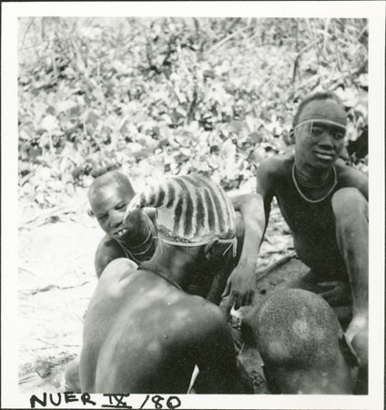 Nuer youth with headdress