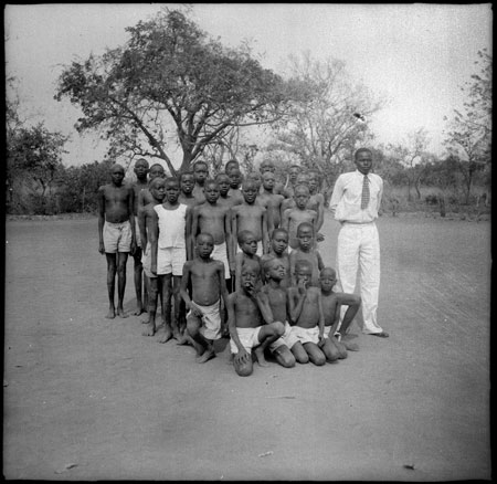 Mandari schoolchildren with teacher