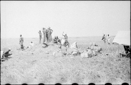 Nuer porters at camp