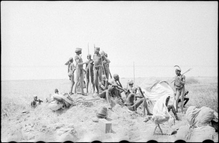 Nuer porters at camp