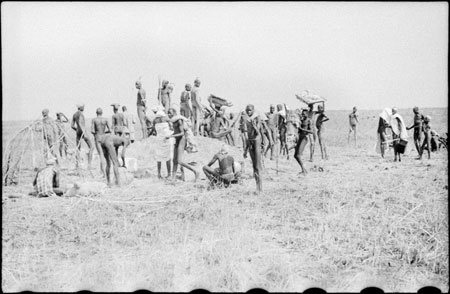 Nuer porters at camp