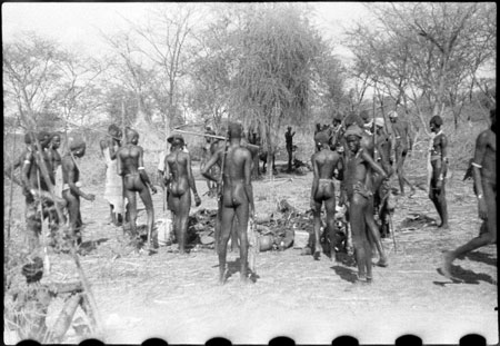 Nuer porters making camp