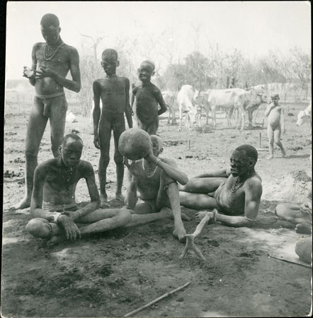 Dinka youths at cattle camp