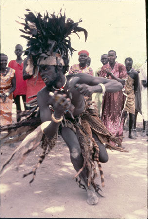 A Dinka man dancing