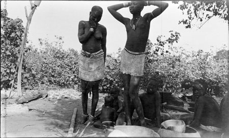 Nuer girls in beaded aprons