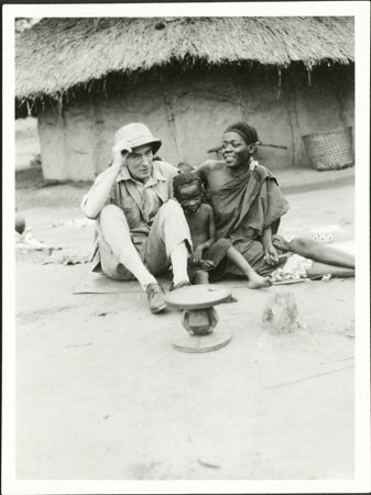 Major Larken with Zande woman and girl