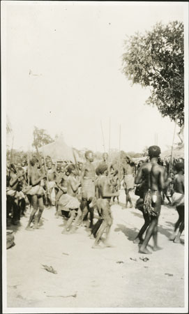 Zande circumcision initiates dancing