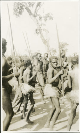 Zande circumcision initiates dancing