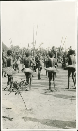 Zande circumcision initiates dancing