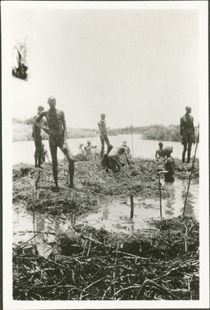 Nuer men clearing sudd