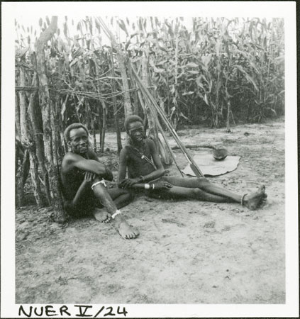 Nuer men in garden