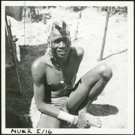 Nuer youth with headdress