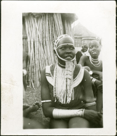 Mandari girl with bead headdress