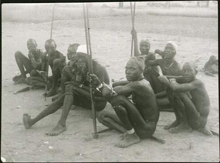 Group of Mandari men with spears