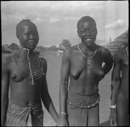 Mandari girls wearing bead ornaments