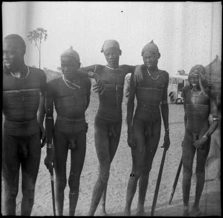 Mandari men wearing beads