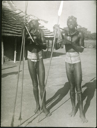 Mandari men wearing beads