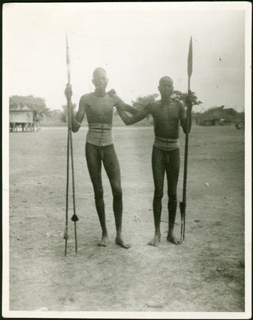 Mandari men wearing beads