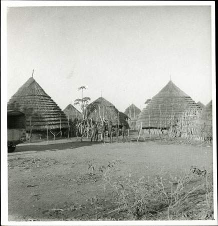 Mandari homestead with boys