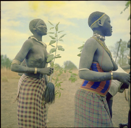 Mandari women dancing with switches