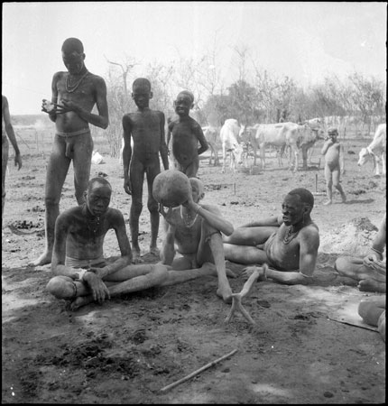 Dinka youths at cattle camp