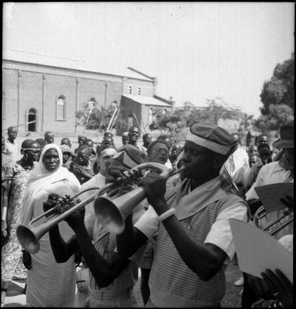 Lienhardt at procession in Wau