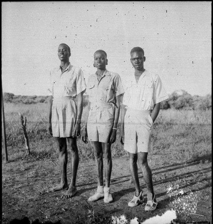 Portrait of three Dinka youths