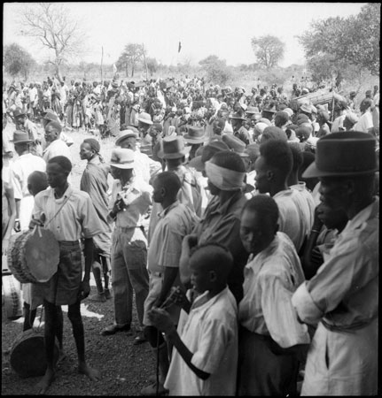 Dinka crowd watching parade