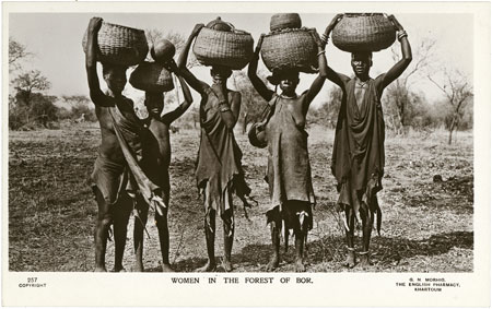 Dinka women with baskets