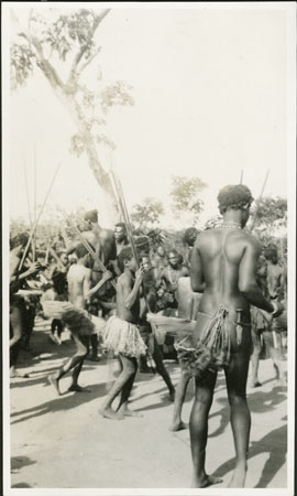 Zande circumcision initiates dancing