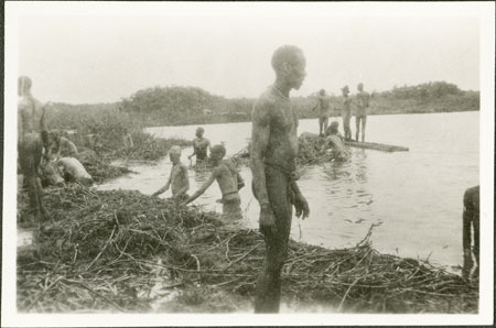 Nuer men clearing sudd