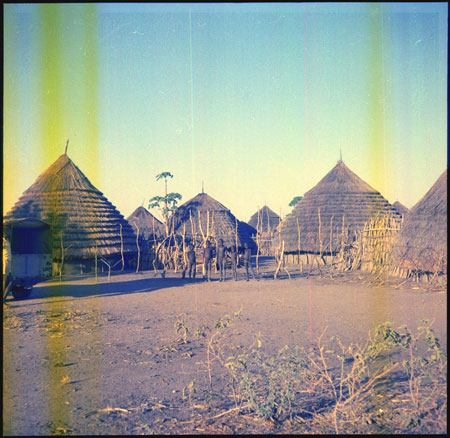 Mandari homestead with boys